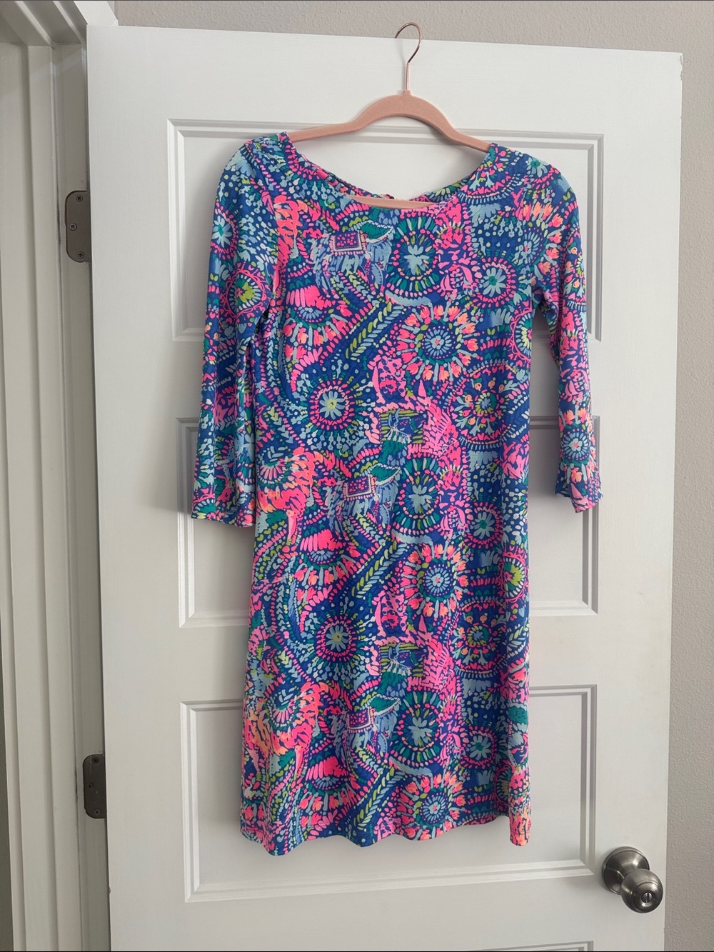 Lilly Pulitzer Blue, Pink & Green Printed Long Sleeve Dress